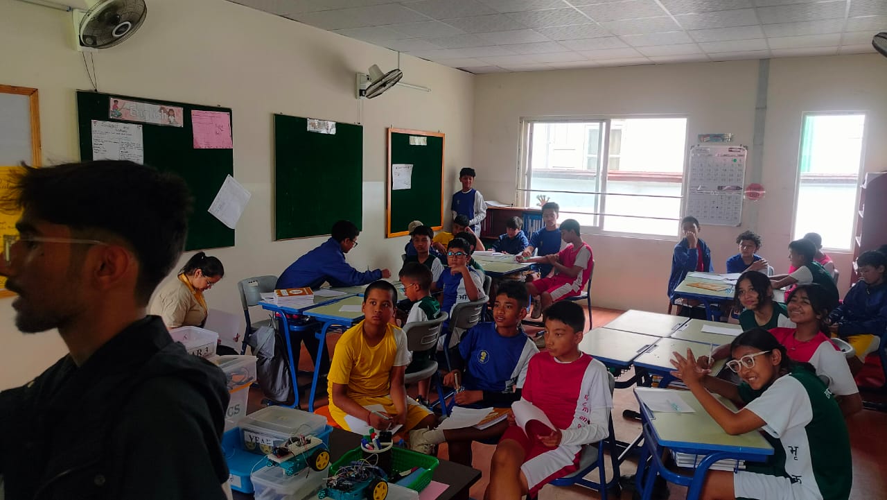 Students in a robotics workshop
